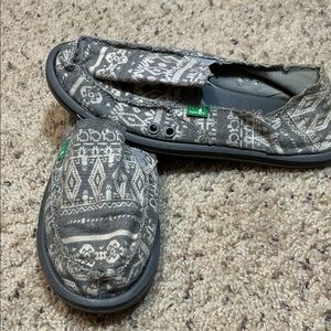 Sanuk Gray Patterned Slip-On Shoes